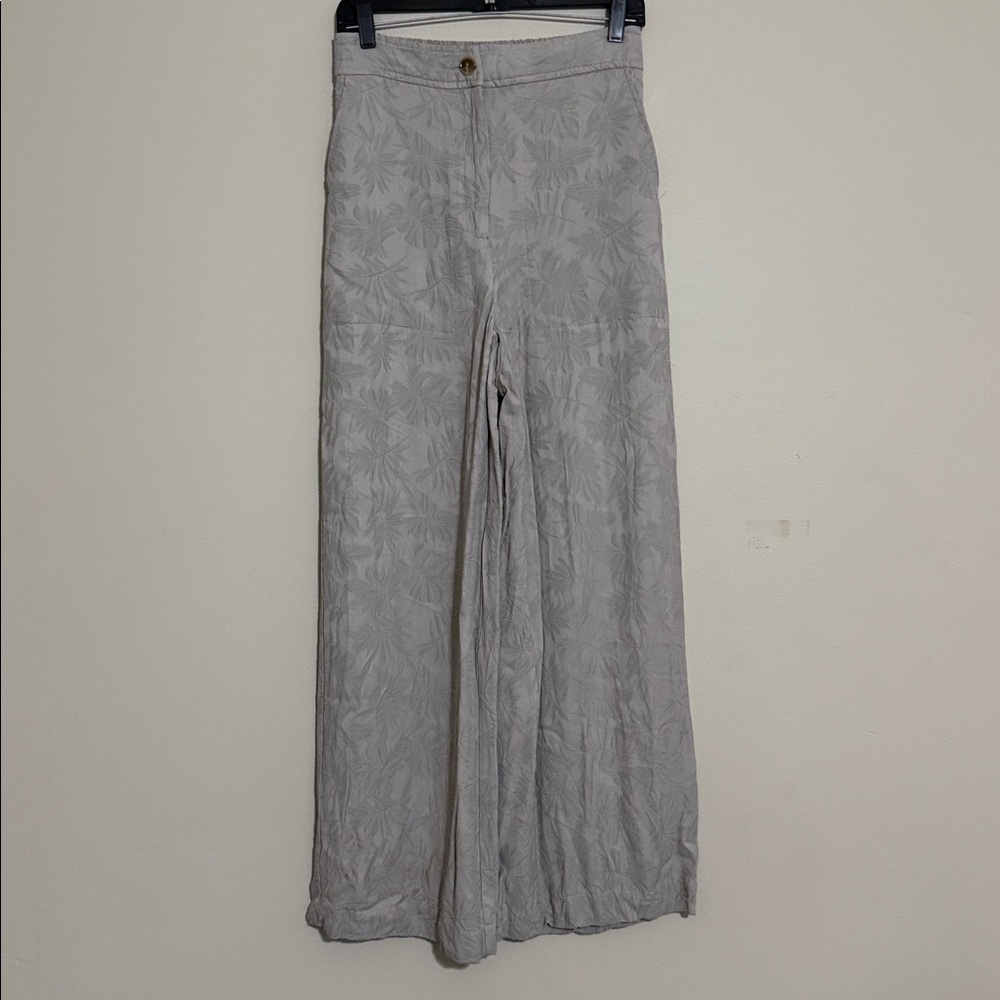 House of Harlow Tan textured Wide-Leg Pants trousers women M casual boho Y2K